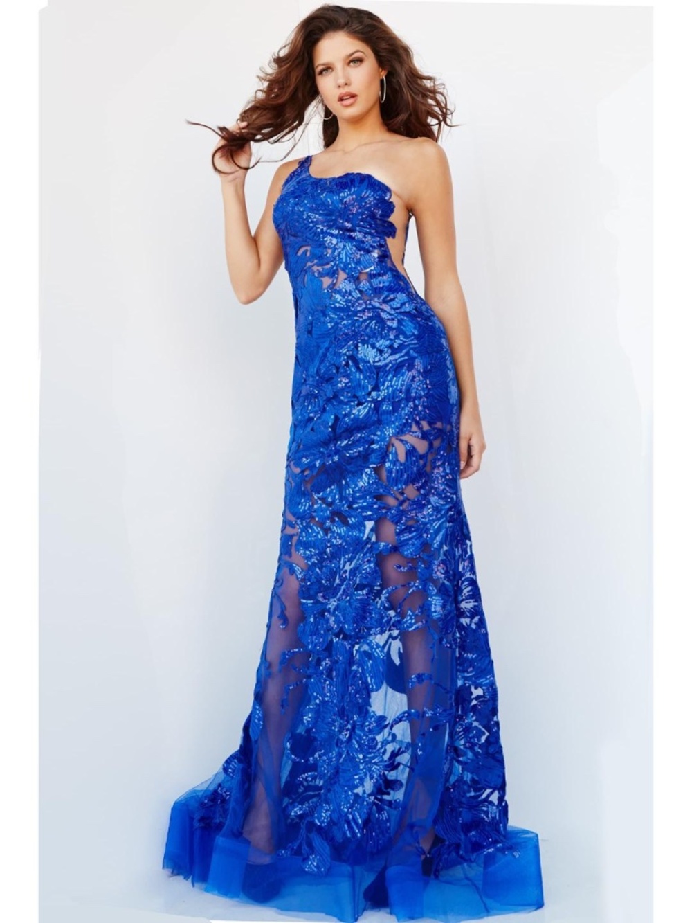 NWT Jovani One Shoulder Embellished Gown - size 8